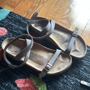 Birkenstock Daloa Leather Ankle Strap Sandals Women's Size 38 Brown